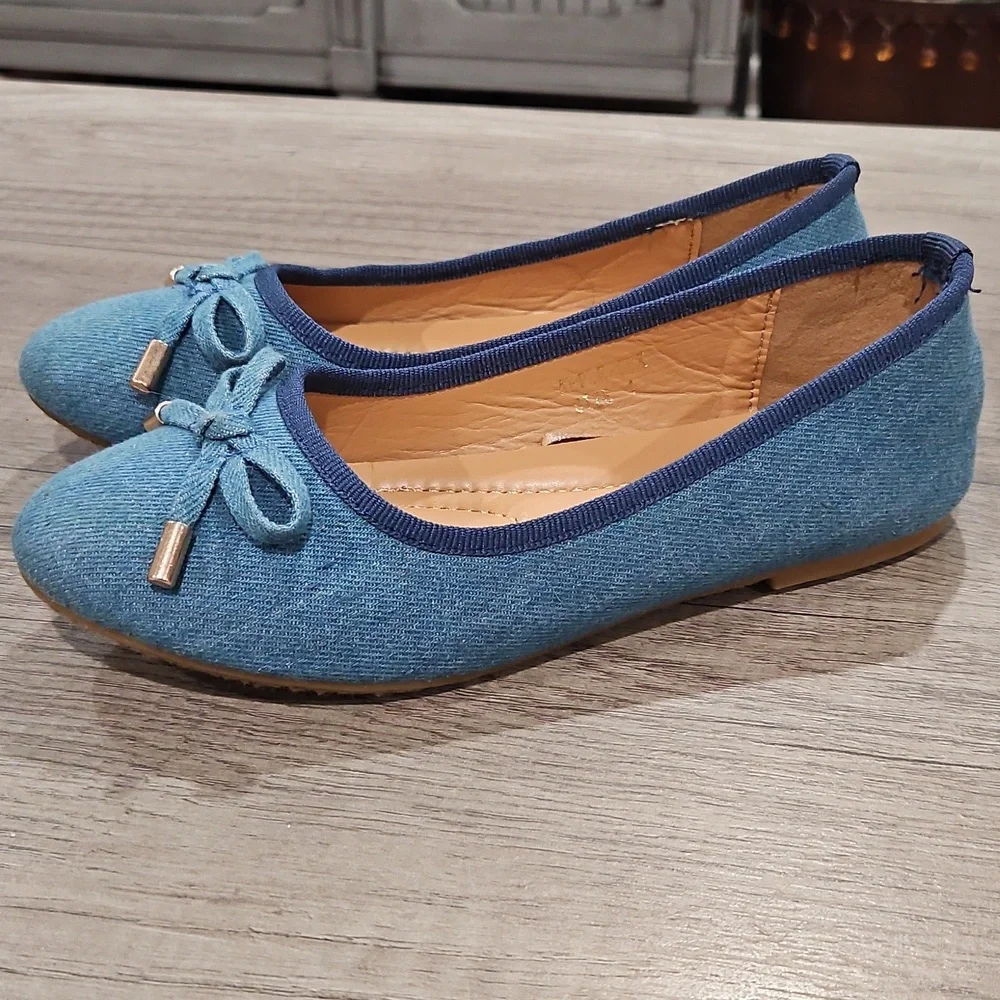 Mossimo Blue Jean Bow Flats Girl's size 1
